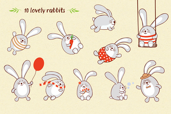Lovely Rabbits graphic collection in Objects - product preview 6