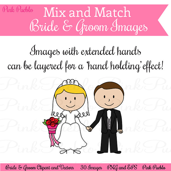Mix & Match Bride & Groom Images in Illustrations - product preview 1