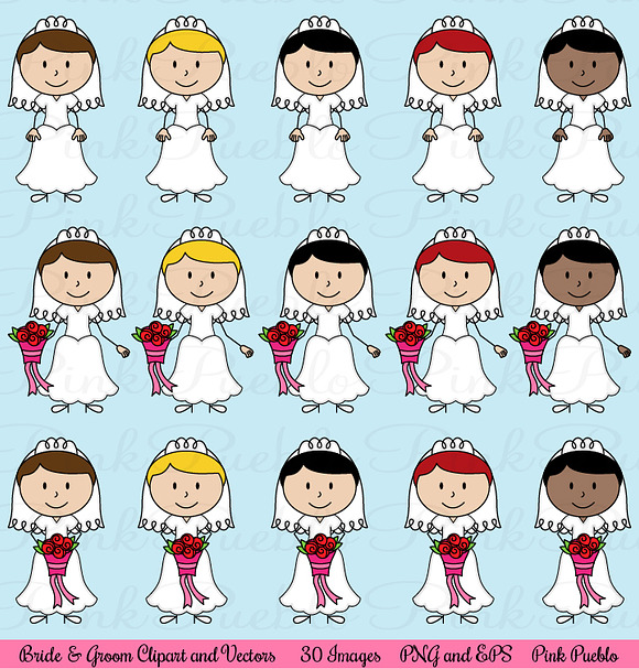 Mix & Match Bride & Groom Images in Illustrations - product preview 2
