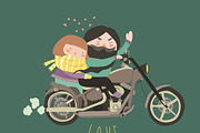 Couple in love riding a motorcycle