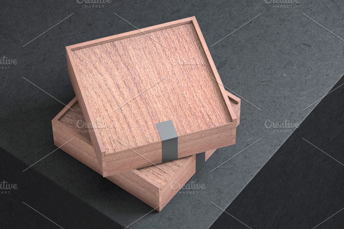 Mockup of Wooden Box- 3 Photo in Product Mockups - product preview 8