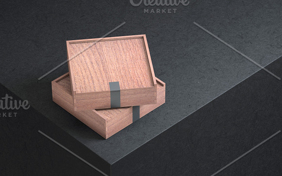Mockup of Wooden Box- 3 Photo in Product Mockups - product preview 2