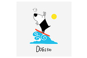 Dog & Bird surfing