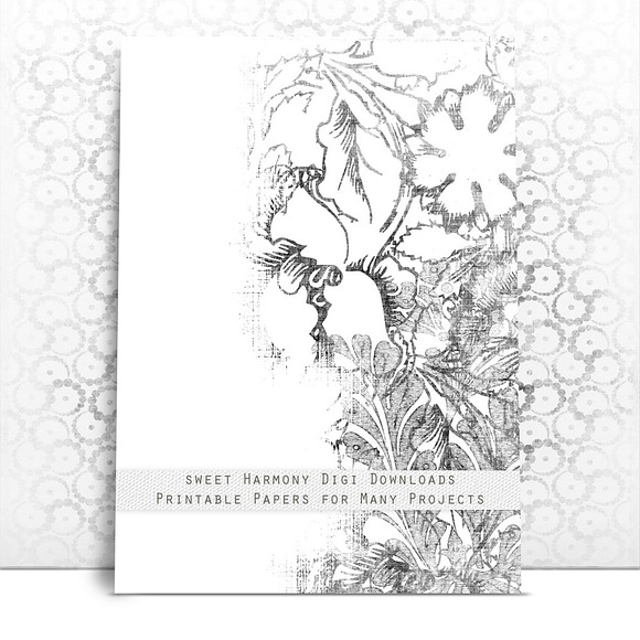 Elegant Grey on White Garden Paper in Patterns - product preview 1