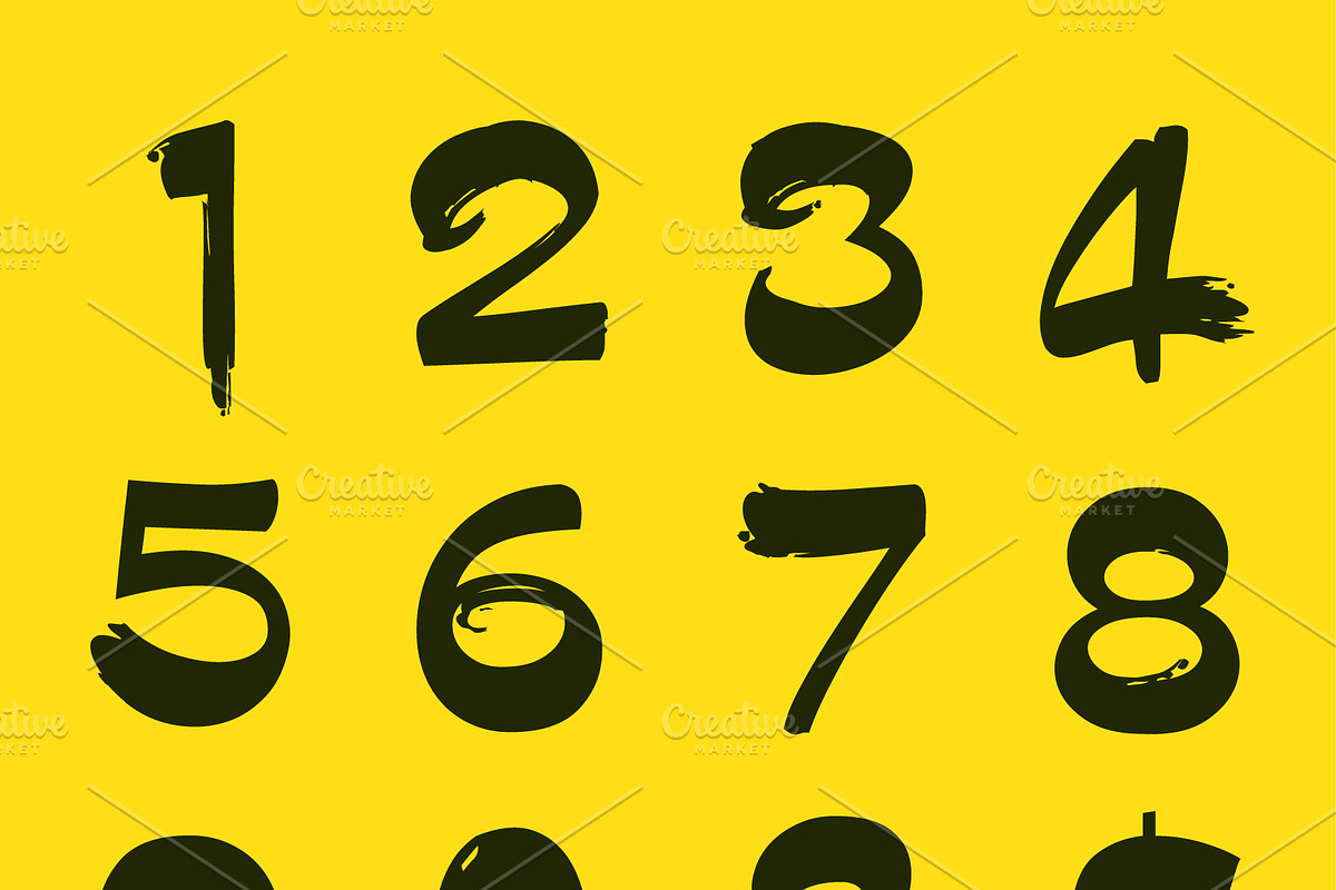 Numbers 0-9 written with a brush in Graphics - product preview 8