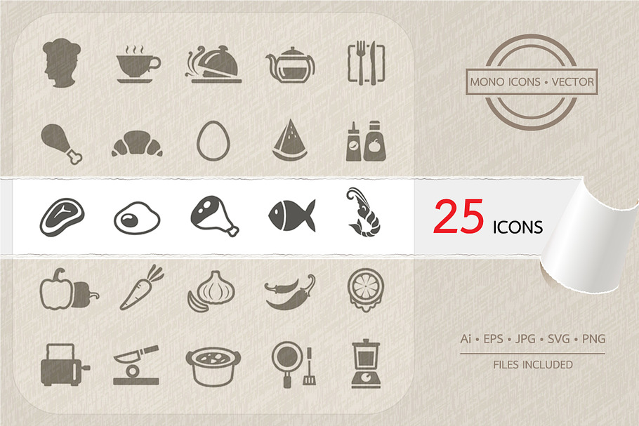 Food icons set. Vector