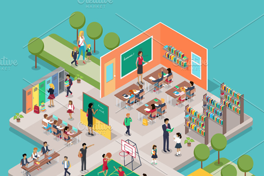 Isometric School Interior in Illustrations - product preview 8