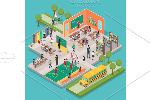 Isometric School Interior in Illustrations - product preview 1