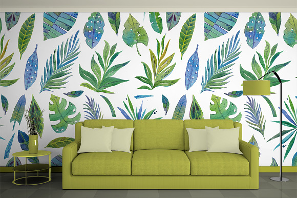 Tropical garden Watercolor set in Illustrations - product preview 1