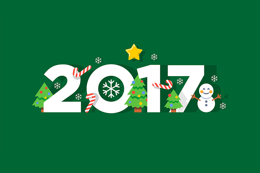 2017 New year emoji greeting card in Illustrations - product preview 8