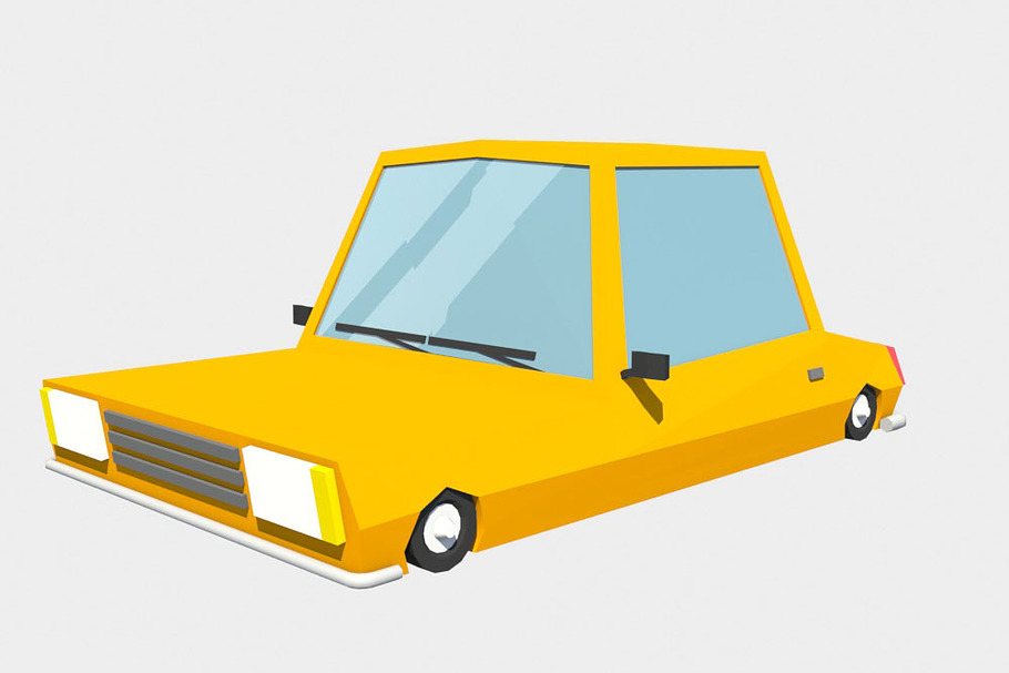 orange car low poly in Vehicles - product preview 8