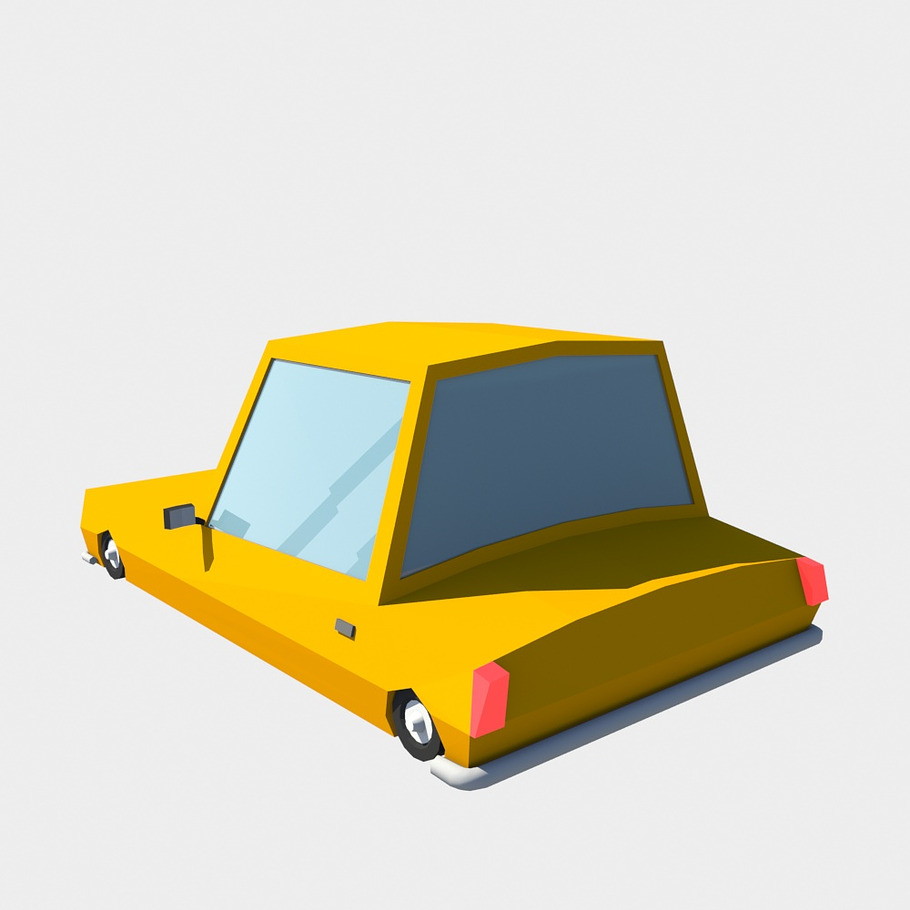 orange car low poly in Vehicles - product preview 1