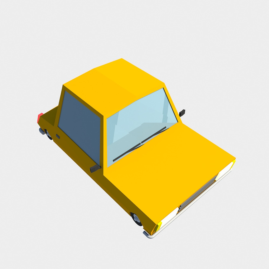orange car low poly in Vehicles - product preview 2