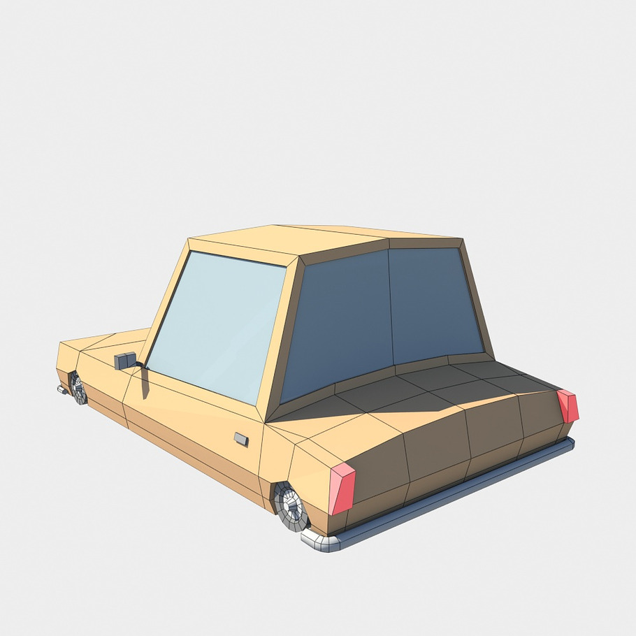 orange car low poly in Vehicles - product preview 4