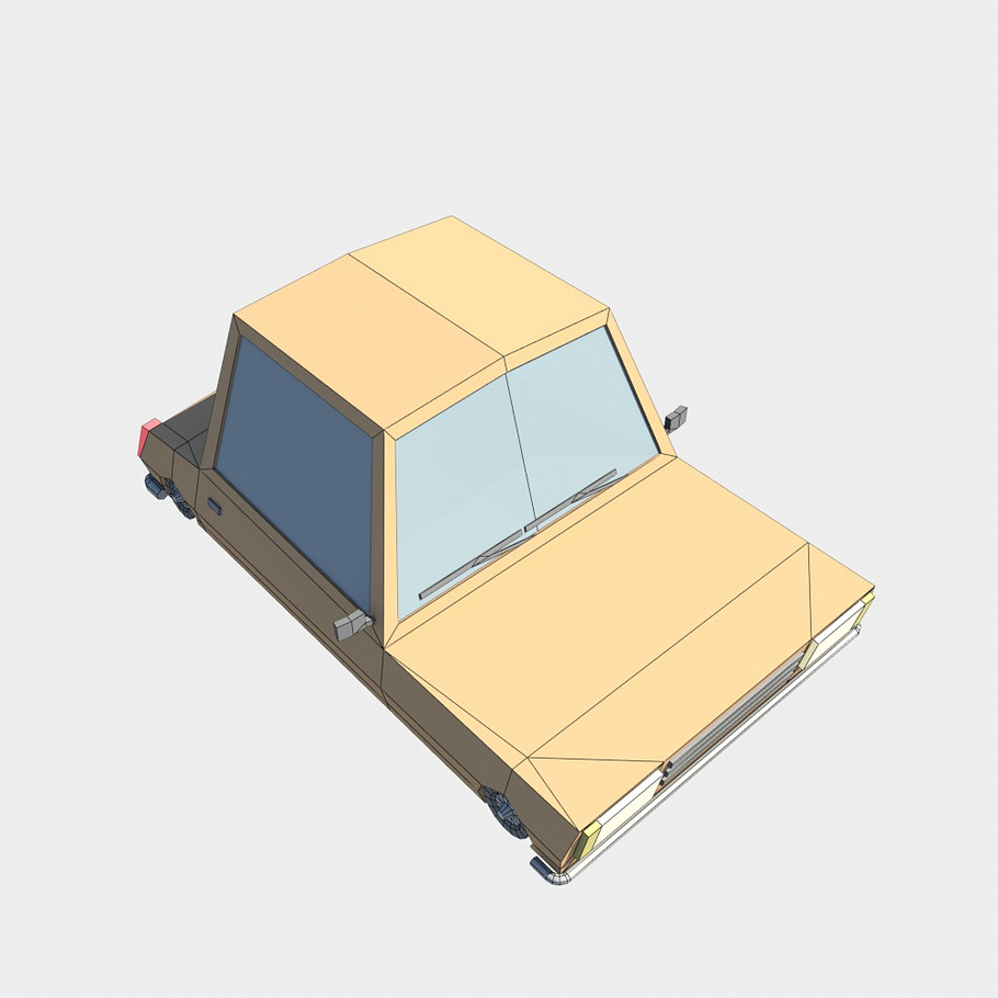 orange car low poly in Vehicles - product preview 5