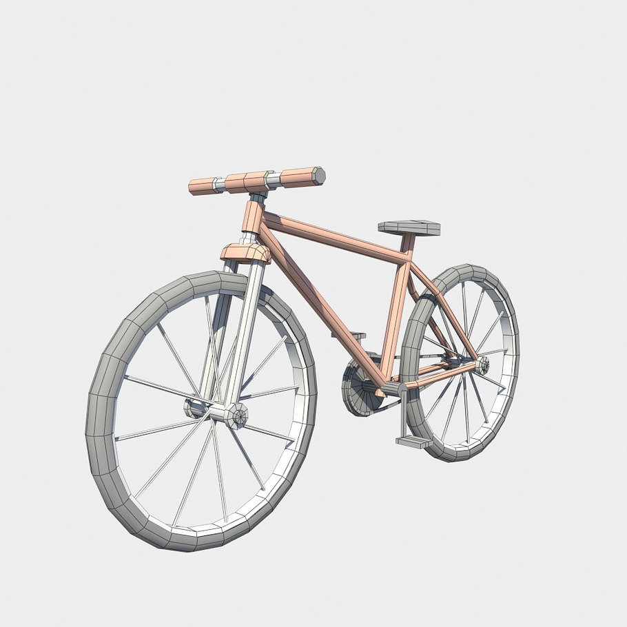 bicycle low poly in Vehicles - product preview 3