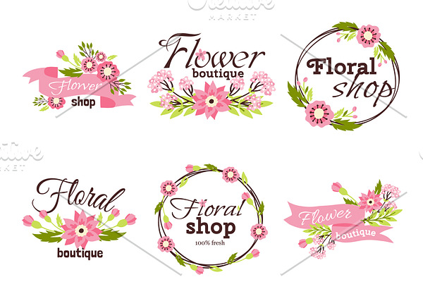 Bright logo for flower shop vector