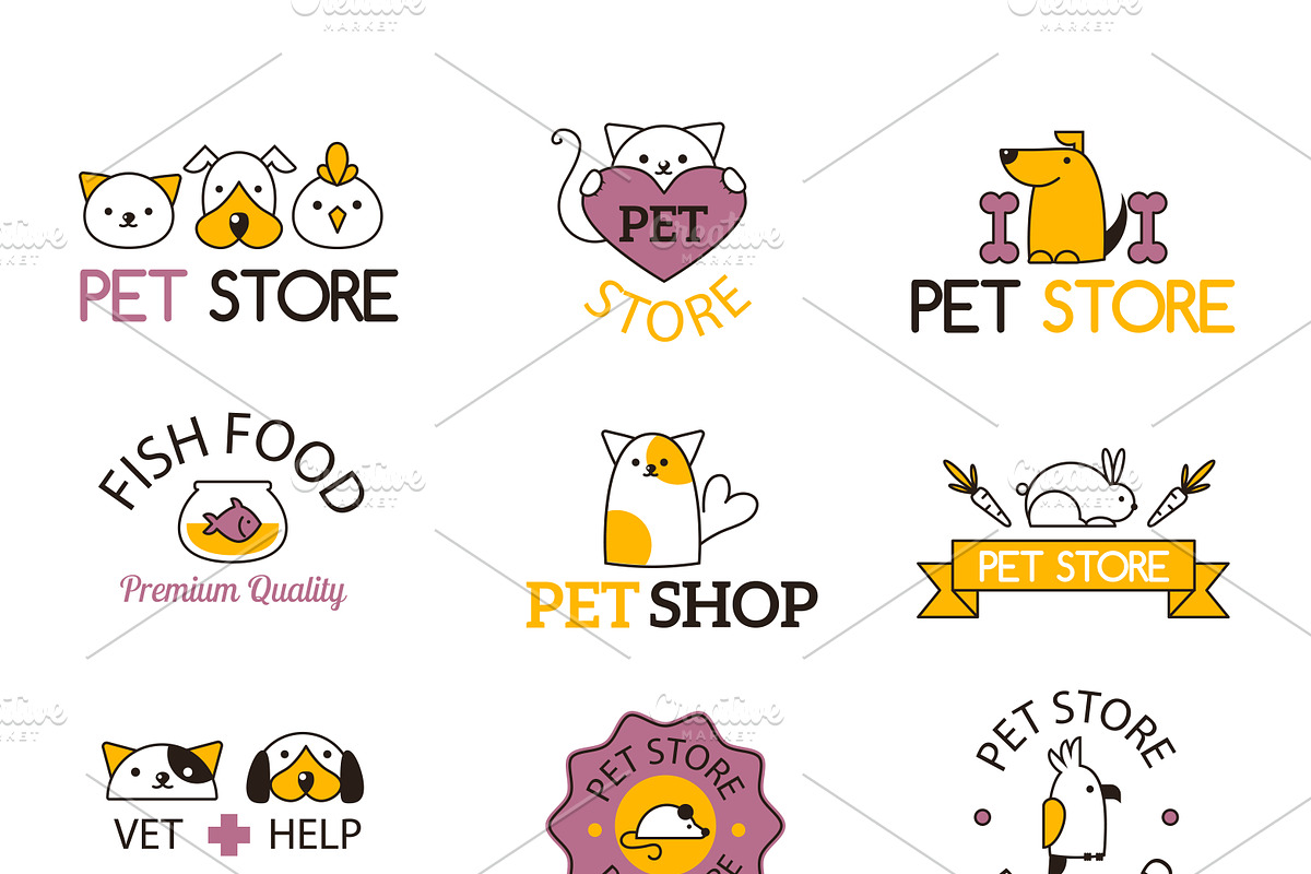 Logo for pet shop vector set in Illustrations - product preview 8