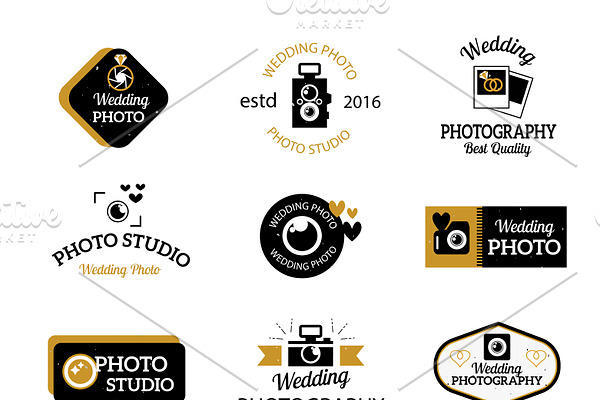Photo studio logo vector set