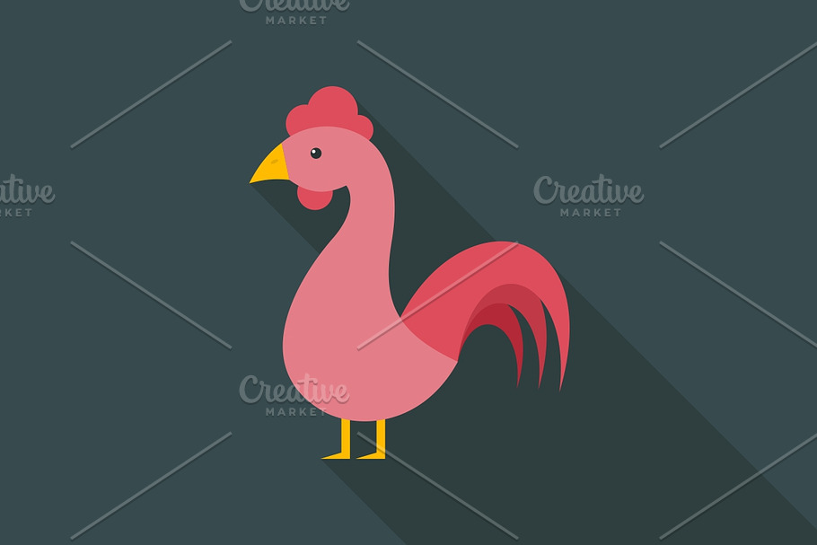 Cock flat icon in Illustrations - product preview 8