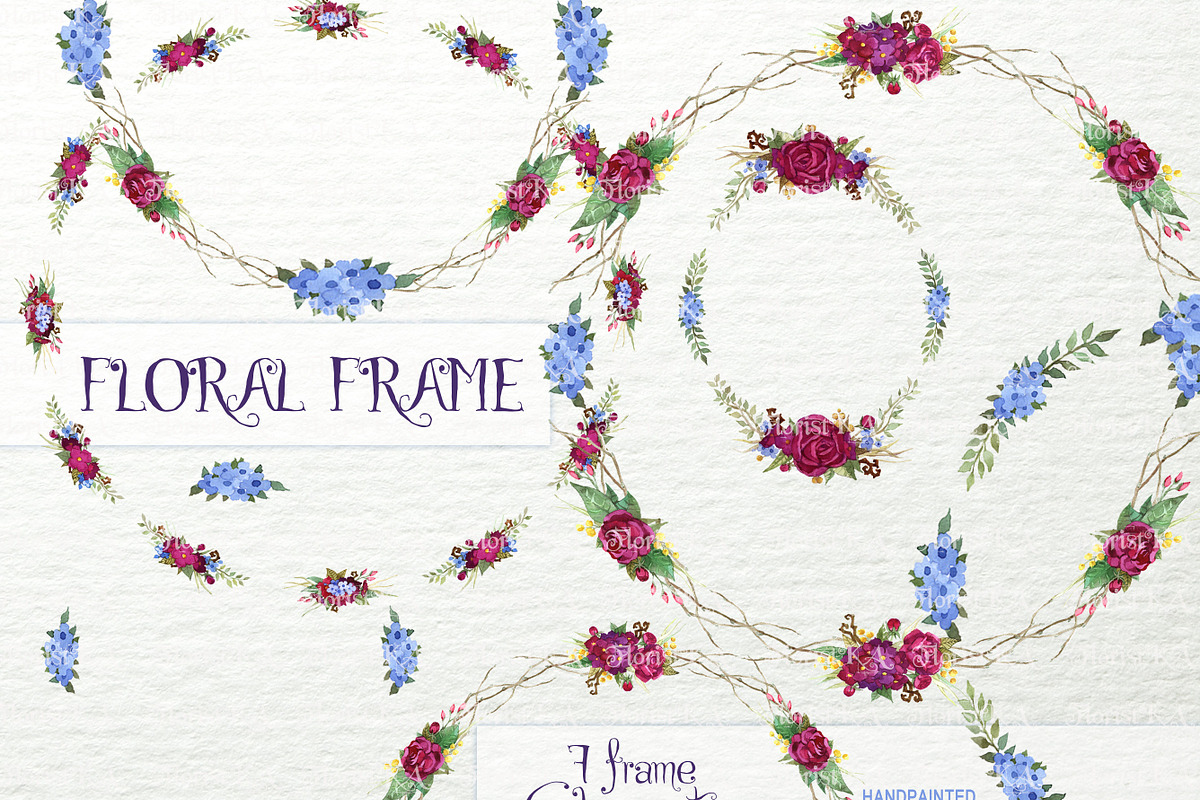 Floral Frame ClipArt,Bouquet F-18 in Objects - product preview 8