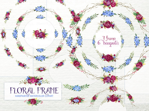 Floral Frame ClipArt,Bouquet F-18 in Objects - product preview 1