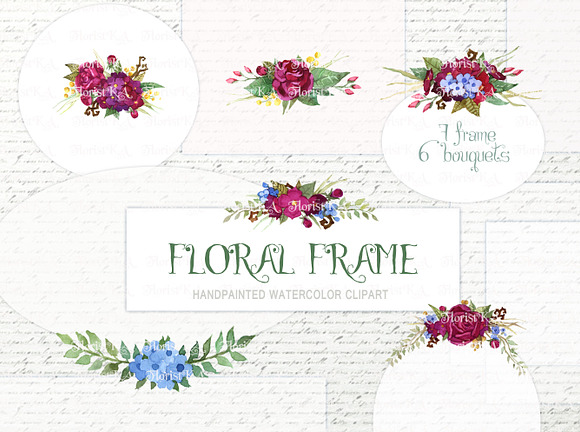 Floral Frame ClipArt,Bouquet F-18 in Objects - product preview 2