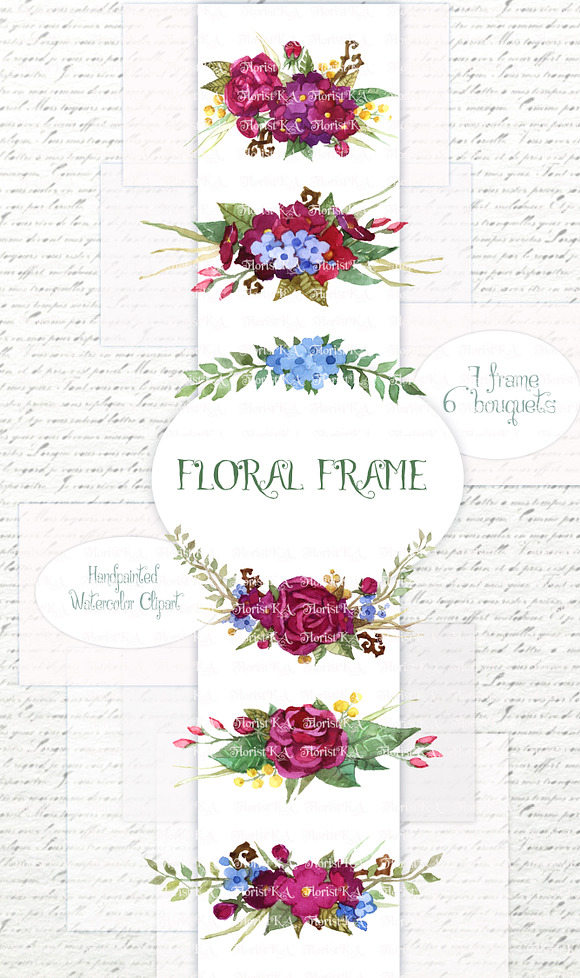 Floral Frame ClipArt,Bouquet F-18 in Objects - product preview 3