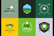 Vintage color golf logos and badges.