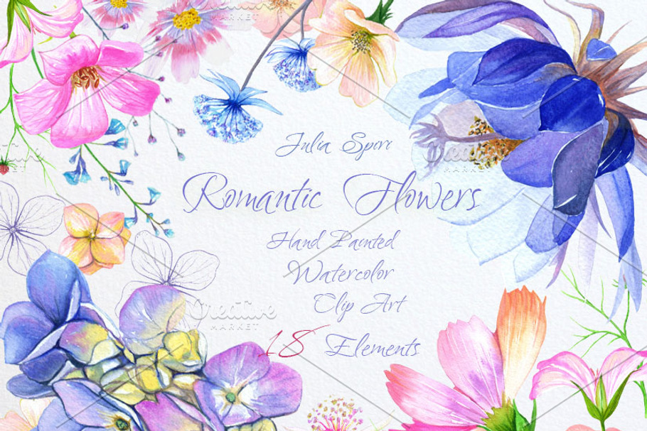 Watercolor Romantic Flowers