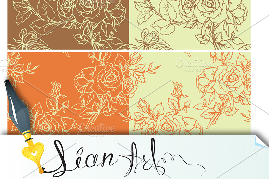 Floral Seamless Pattern with roses in Patterns - product preview 8