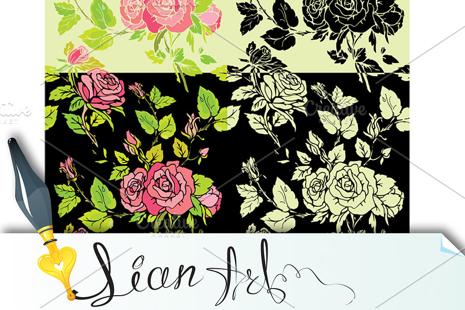 Floral Seamless Pattern with roses in Patterns - product preview 8