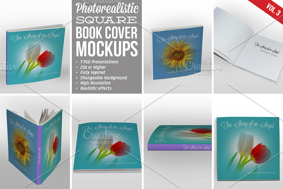 Square Book Cover Mockup 03 in Print Mockups - product preview 8