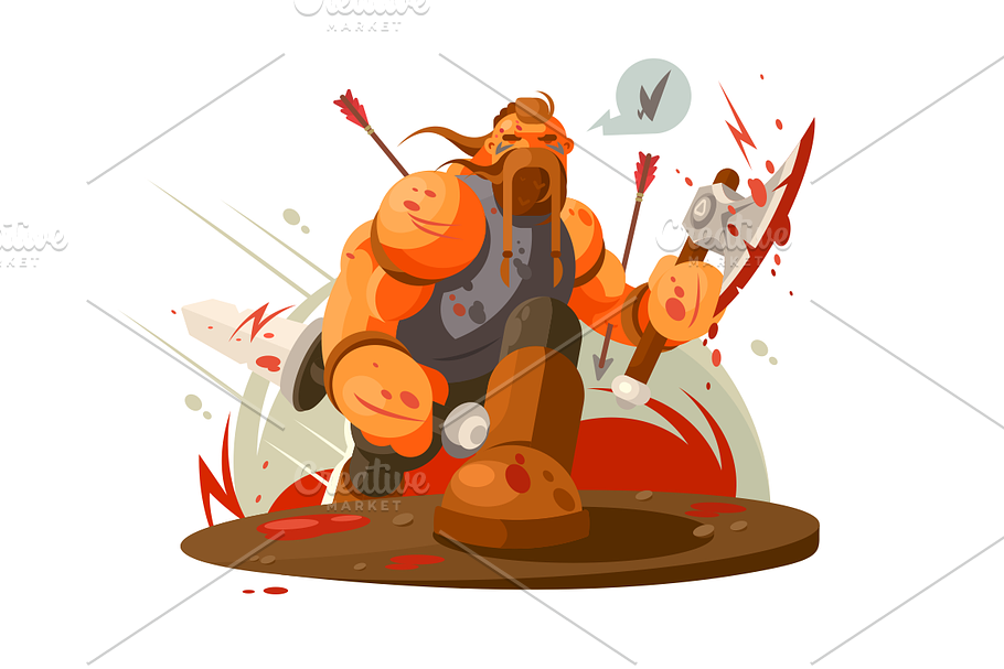 Viking battle with ax in Illustrations - product preview 8