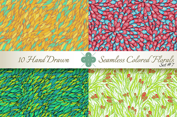10 Colored Seamless Florals. Set #7 in Patterns - product preview 1