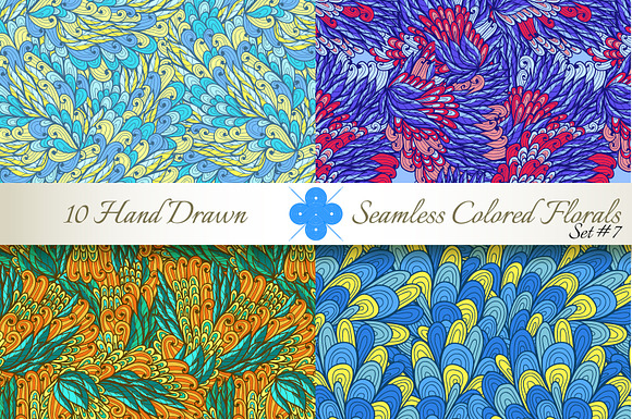 10 Colored Seamless Florals. Set #7 in Patterns - product preview 2