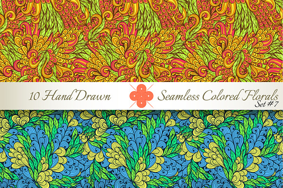 10 Colored Seamless Florals. Set #7 in Patterns - product preview 3