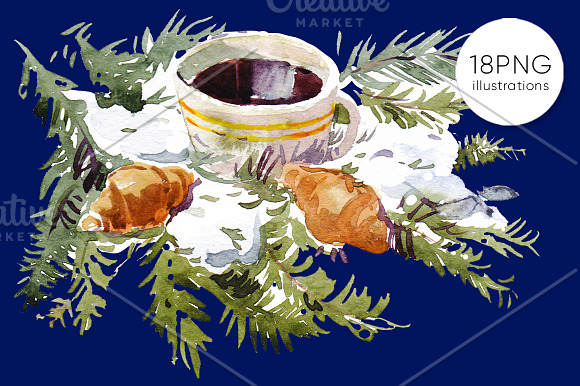 Christmas and New Year watercolors in Illustrations - product preview 4