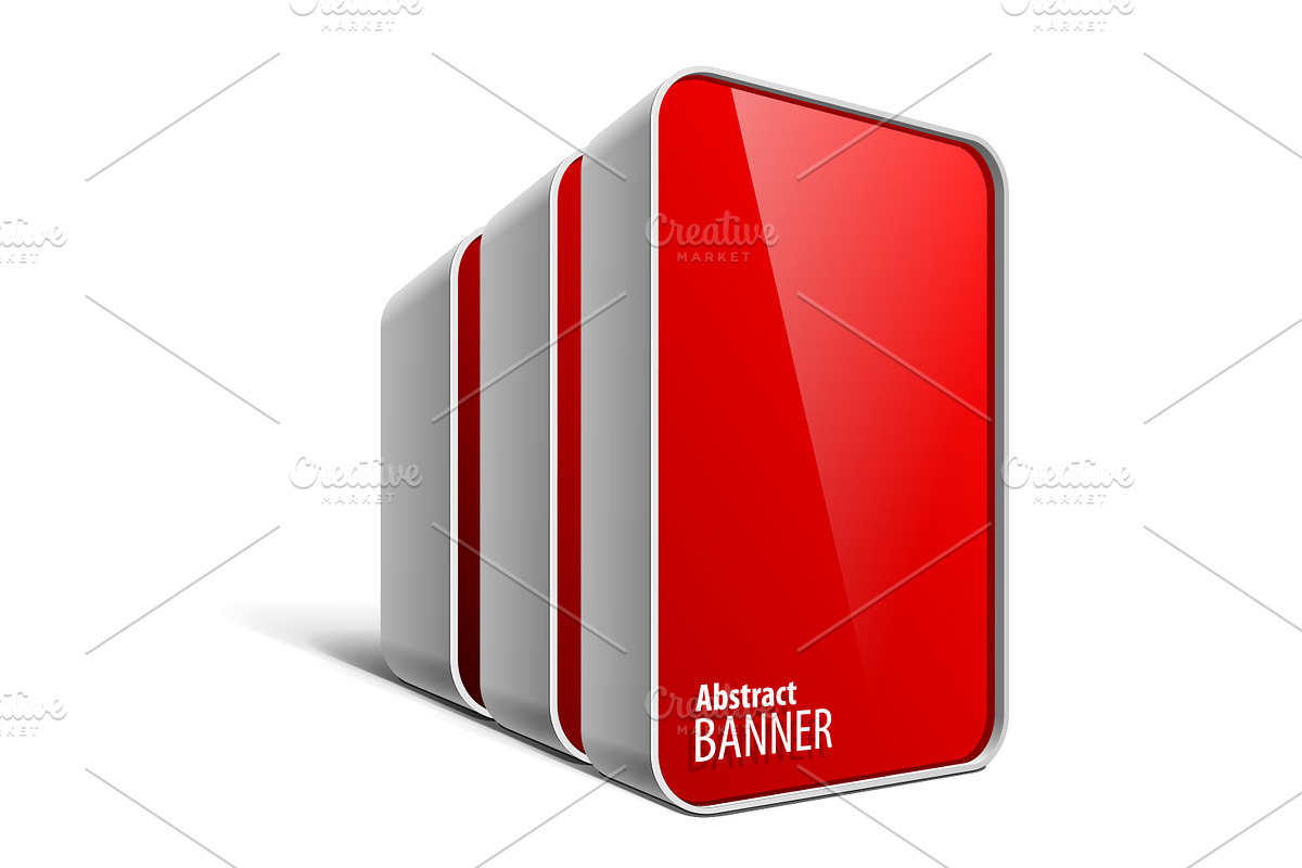 Shiny gloss red banner in Illustrations - product preview 8