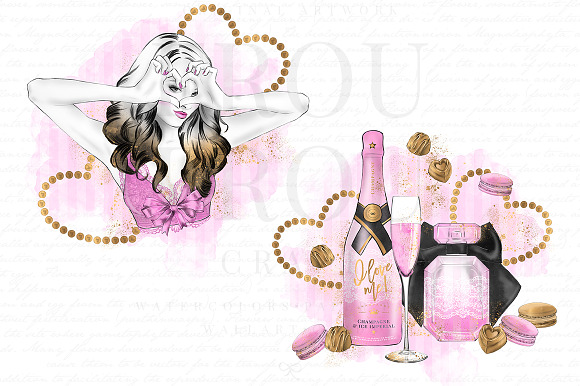 Hot Pink Valentine Girl Clip Art in Illustrations - product preview 3