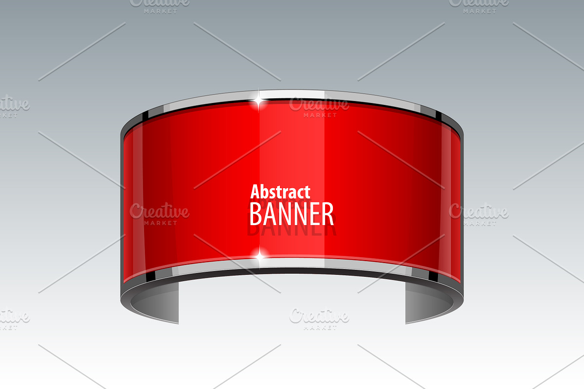 Shiny gloss red banner in Illustrations - product preview 8