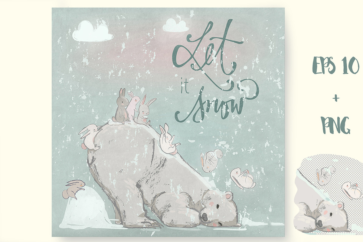 polar bear and hares in Illustrations - product preview 8