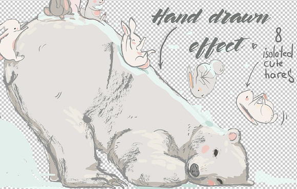 polar bear and hares in Illustrations - product preview 1