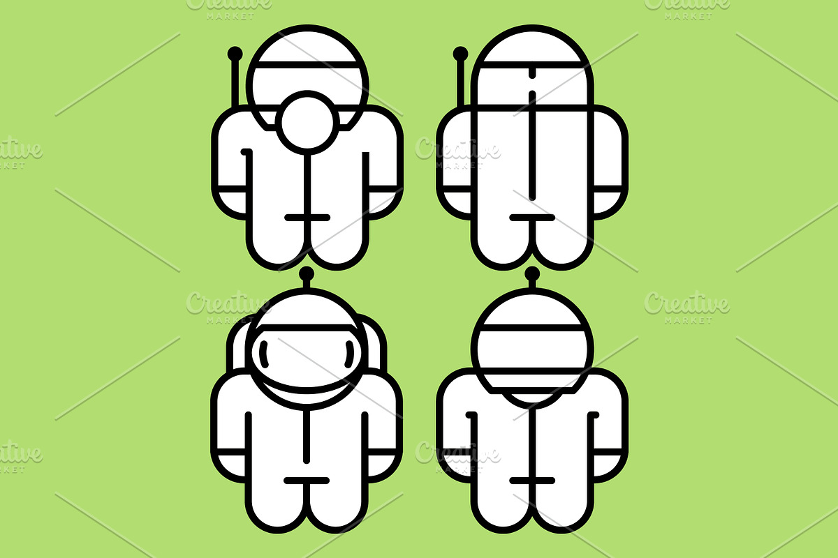 Set icons robot in Illustrations - product preview 8