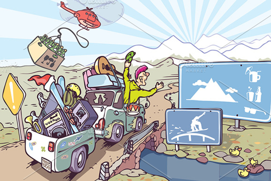 Road Trip to Mountains in Illustrations - product preview 8