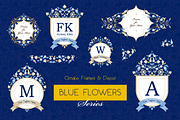 1.Kit Of Eastern Decor. Blue Flowers