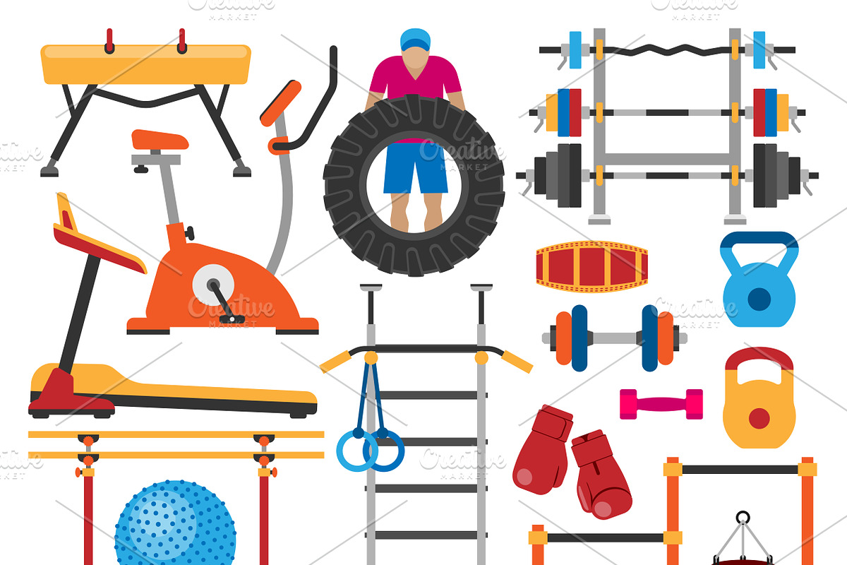 Sport gym vector equipment in Illustrations - product preview 8