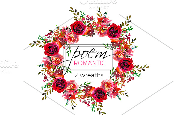 Red Magenta Watercolor Florals  in Illustrations - product preview 3