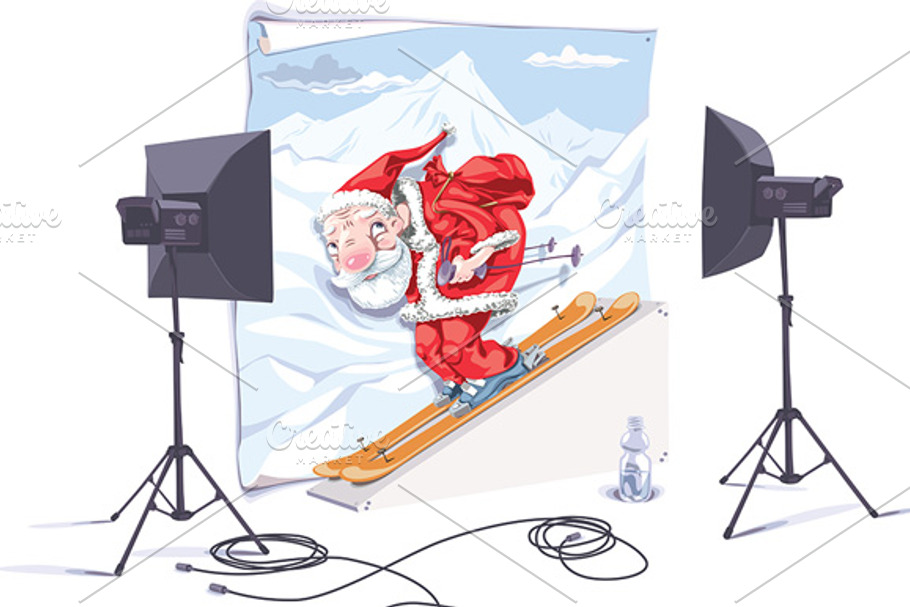 Skiing Santa Claus in Illustrations - product preview 8