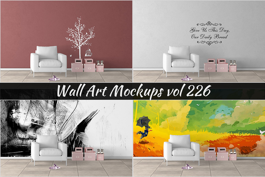 Wall Mockup - Sticker Mockup Vol 226 in Print Mockups - product preview 8